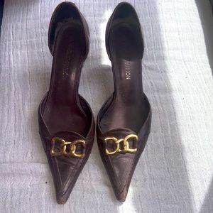 Cute brown leather heels